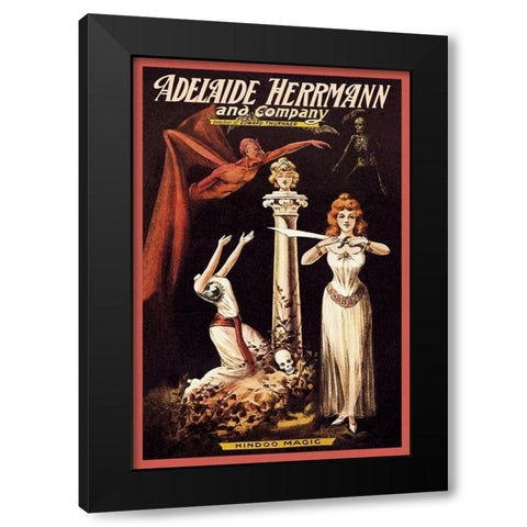 Magicians: Adelaide Herrmann and Company: Hindoo Magic Black Modern Wood Framed Art Print with Double Matting by Alexander, C.