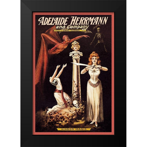 Magicians: Adelaide Herrmann and Company: Hindoo Magic Black Modern Wood Framed Art Print by Alexander, C.