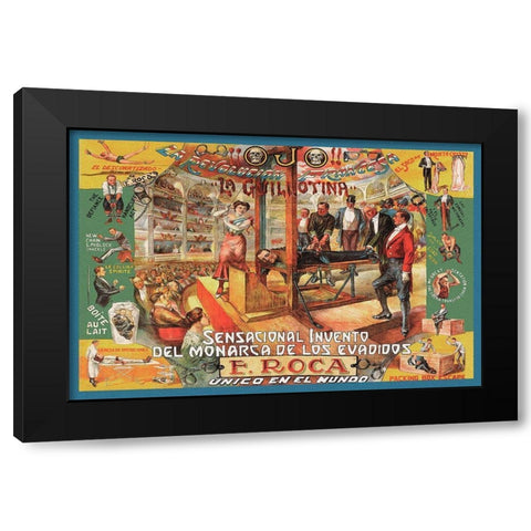 Magicians: Guillotina: F. Roca Black Modern Wood Framed Art Print with Double Matting by Unknown