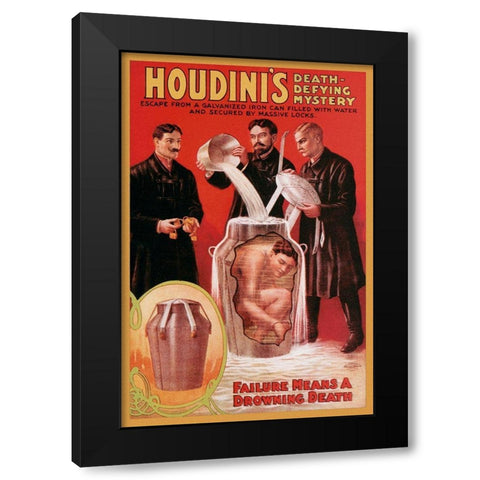 Magicians: Houdinis Death-Defying Mystery Black Modern Wood Framed Art Print by Unknown
