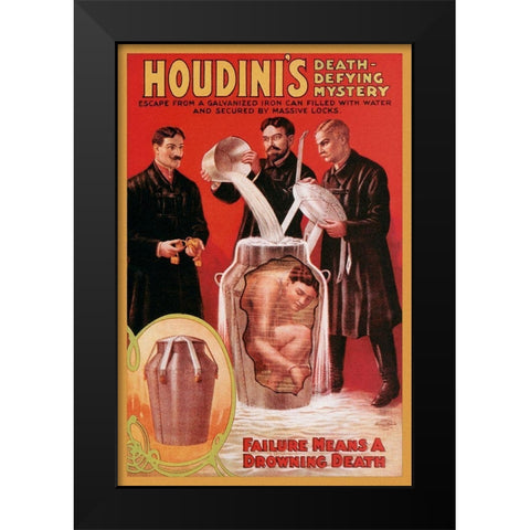 Magicians: Houdinis Death-Defying Mystery Black Modern Wood Framed Art Print by Unknown
