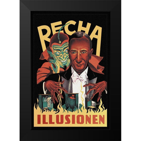 Magicians: Recha Illusionen Black Modern Wood Framed Art Print by Unknown