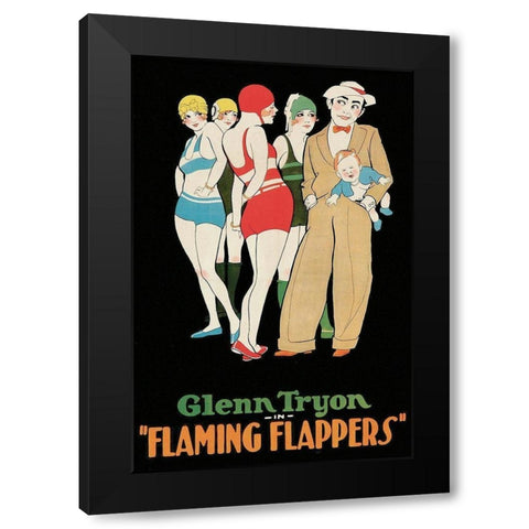 Vintage Film Posters: Flaming Flappers Black Modern Wood Framed Art Print with Double Matting by Unknown