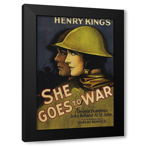 Vintage Film Posters: She Goes to War Black Modern Wood Framed Art Print by Unknown