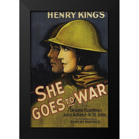 Vintage Film Posters: She Goes to War Black Modern Wood Framed Art Print by Unknown