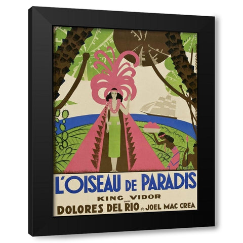 Vintage Film Posters: Bird of Paradise Loiseau de Paradis Black Modern Wood Framed Art Print by Unknown