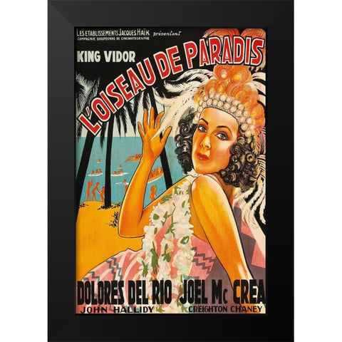 Vintage Film Posters: Bird of Paradise Loiseau de Paradis Black Modern Wood Framed Art Print by Unknown