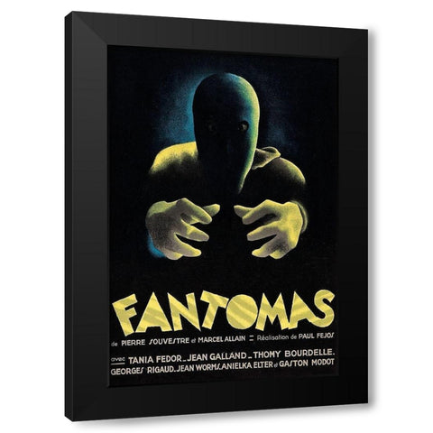 Vintage Film Posters: Phantoms Fantomas Black Modern Wood Framed Art Print with Double Matting by Unknown