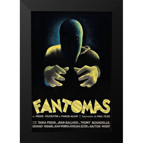 Vintage Film Posters: Phantoms Fantomas Black Modern Wood Framed Art Print by Unknown