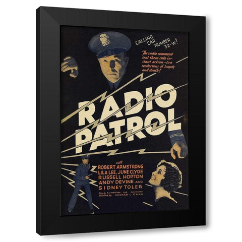 Vintage Film Posters: Radio Patrol Black Modern Wood Framed Art Print by Unknown
