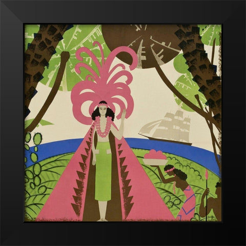 Vintage Film Posters: Bird of Paradise Loiseau de Paradis - Detail Black Modern Wood Framed Art Print by Unknown