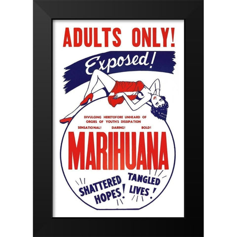 Vintage Vices: Adults Only! Marihuana Black Modern Wood Framed Art Print by Vintage Vices