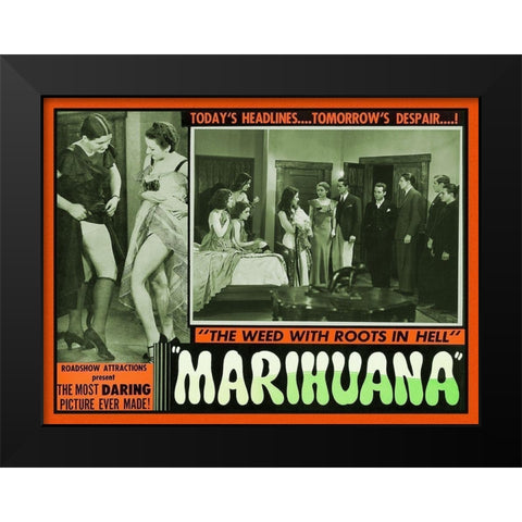 Vintage Vices: Marihuana: The Weed With Roots in Hell Black Modern Wood Framed Art Print by Vintage Vices