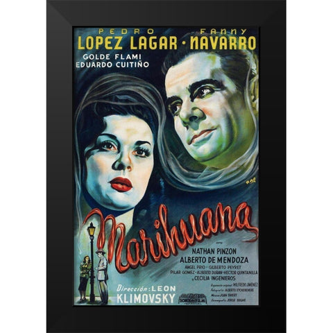 Vintage Vices: Marihuana Black Modern Wood Framed Art Print by Vintage Vices