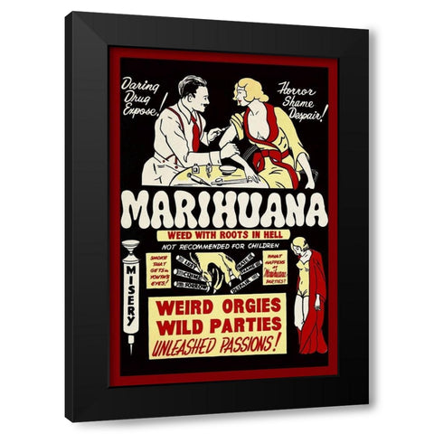 Vintage Vices: Marihuana: Weed with Roots in Hell Black Modern Wood Framed Art Print by Vintage Vices