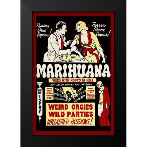 Vintage Vices: Marihuana: Weed with Roots in Hell Black Modern Wood Framed Art Print by Vintage Vices