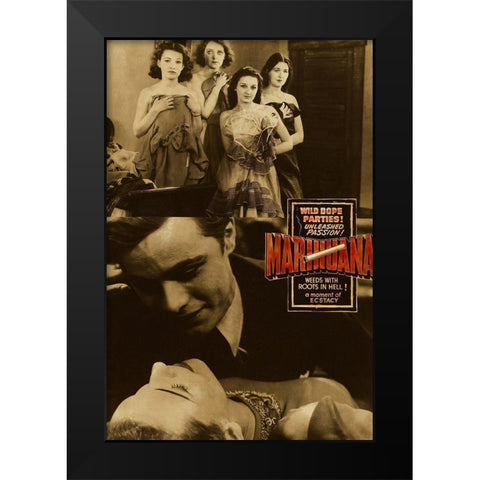 Vintage Vices: Wild Dope Parties! Marihuana. Black Modern Wood Framed Art Print by Vintage Vices