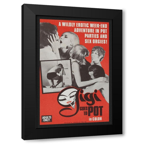 Vintage Vices: Gigi Goes to Pot Black Modern Wood Framed Art Print by Vintage Vices