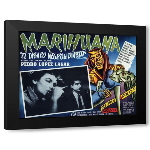 Vintage Vices: El Tobaco Negro del Diablo Black Modern Wood Framed Art Print with Double Matting by Vintage Vices