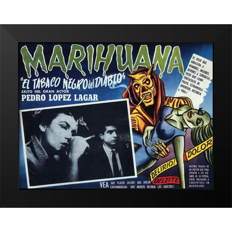 Vintage Vices: El Tobaco Negro del Diablo Black Modern Wood Framed Art Print by Vintage Vices