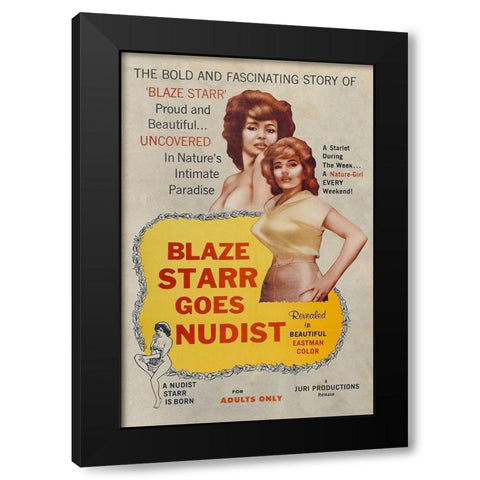 Vintage Vices: Blaze Star Goes Nudist Black Modern Wood Framed Art Print by Vintage Vices