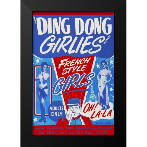 Vintage Vices: Ding Dong Girlies Black Modern Wood Framed Art Print by Vintage Vices