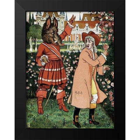 Beauty and the Beast - The Beast in Red Black Modern Wood Framed Art Print by Crane, Walter