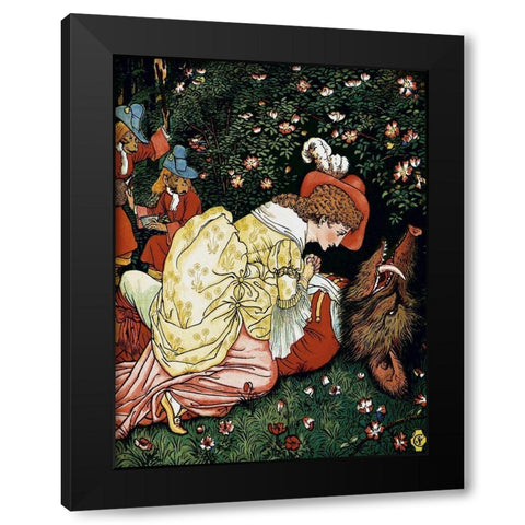 Beauty and the Beast - In the Woods Black Modern Wood Framed Art Print with Double Matting by Crane, Walter