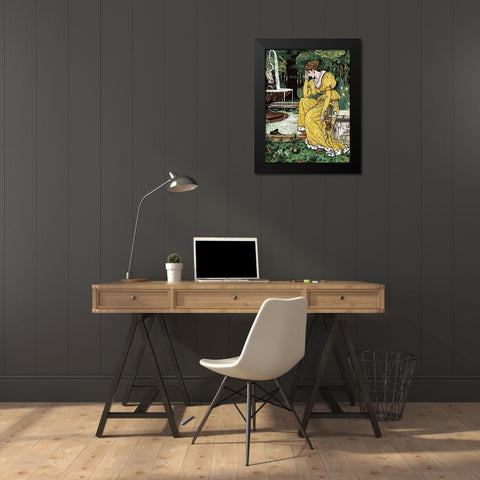 Frog Prince - In Yellow Black Modern Wood Framed Art Print by Crane, Walter