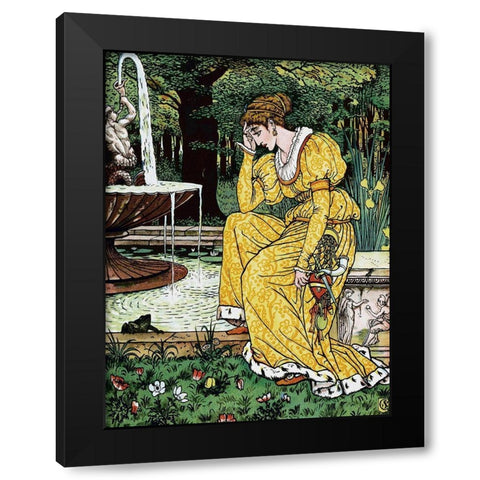 Frog Prince - In Yellow Black Modern Wood Framed Art Print with Double Matting by Crane, Walter