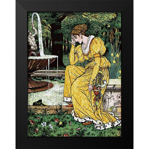 Frog Prince - In Yellow Black Modern Wood Framed Art Print by Crane, Walter