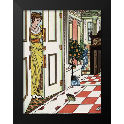 Frog Prince - Greeting the Frog Black Modern Wood Framed Art Print by Crane, Walter