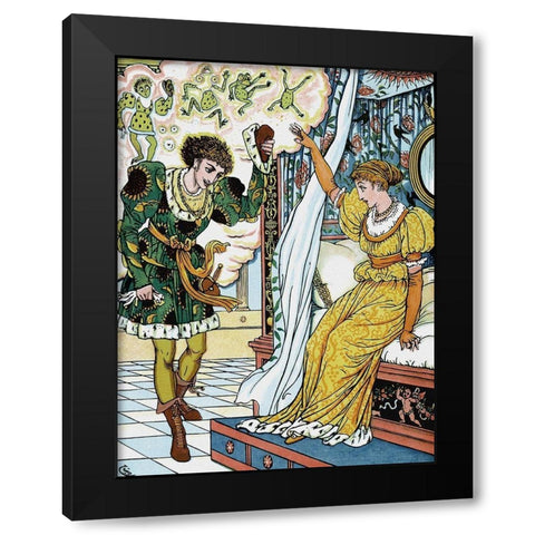 Frog Prince - The Transformation Black Modern Wood Framed Art Print by Crane, Walter