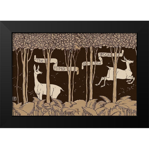 Hind in the Wood Title Page Black Modern Wood Framed Art Print by Crane, Walter