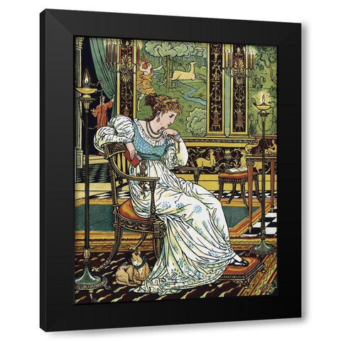 Hind in the Wood - In Thought Black Modern Wood Framed Art Print with Double Matting by Crane, Walter