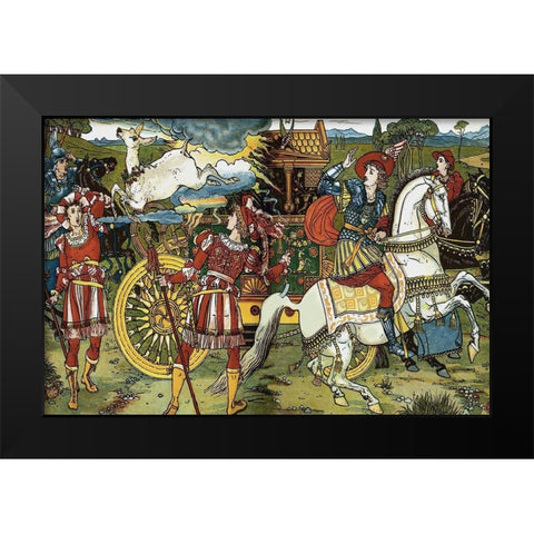 Hind in the Wood - Leap Black Modern Wood Framed Art Print by Crane, Walter