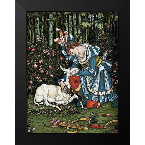 Hind in the Wood - In the Forest Black Modern Wood Framed Art Print by Crane, Walter