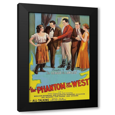Vintage Westerns: Phantom of the West - League of the Lawless Black Modern Wood Framed Art Print with Double Matting by Unknown
