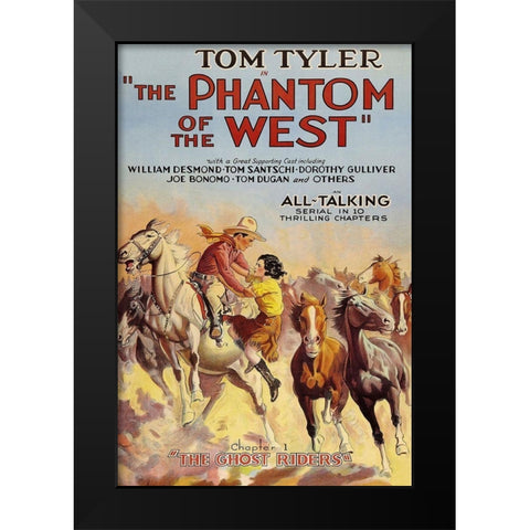 Vintage Westerns: Phantom of the West - Ghost Riders Black Modern Wood Framed Art Print by Unknown