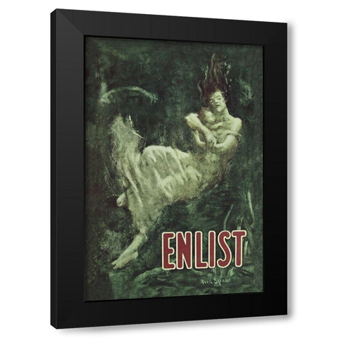 WWI: Enlist (Sinking Lusitania Victim) Black Modern Wood Framed Art Print with Double Matting by Spear, Fred