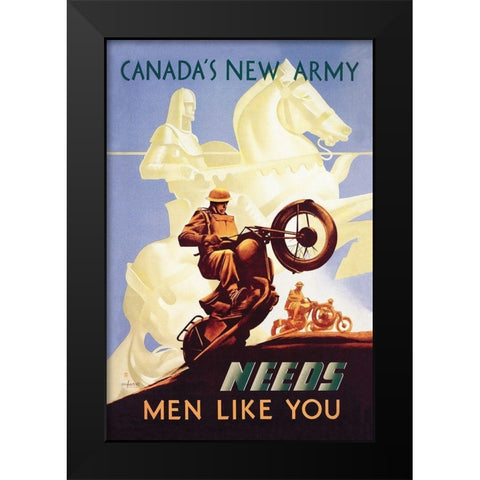 WWI: Canadas New Army: Men Like You Black Modern Wood Framed Art Print by Aldwinkle, Eric
