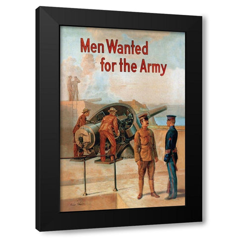 WWI: Men Wanted for the Army Black Modern Wood Framed Art Print with Double Matting by Whalen, Michael P.