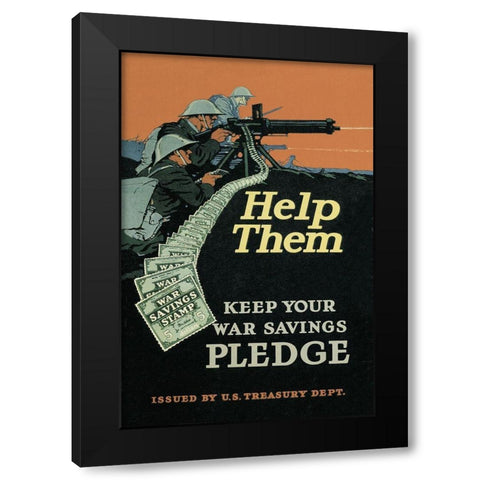 WWI: Help Them Black Modern Wood Framed Art Print by Unknown