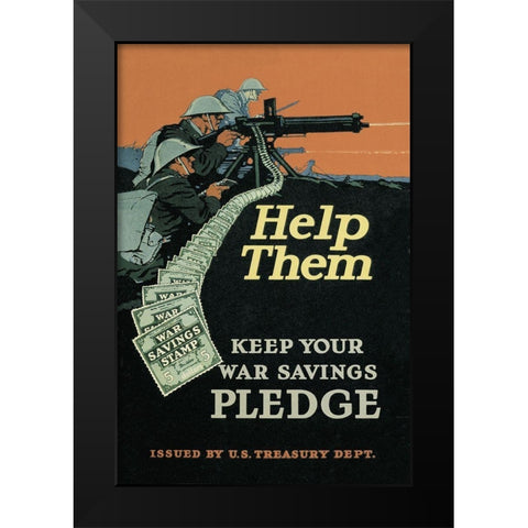 WWI: Help Them Black Modern Wood Framed Art Print by Unknown