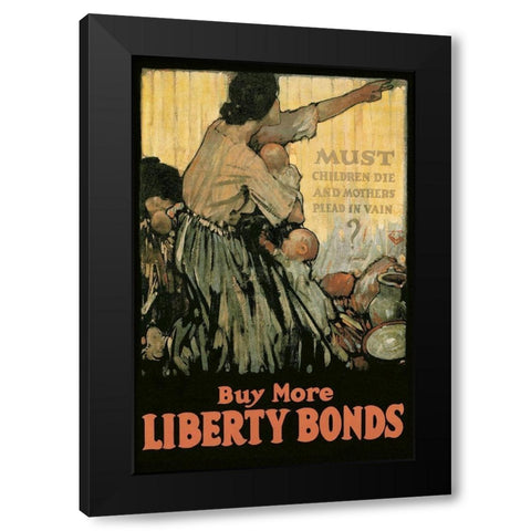 WWI: Must Children Die and Mothers Plead In Vain? Black Modern Wood Framed Art Print with Double Matting by Unknown