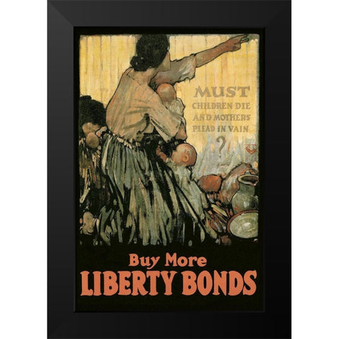 WWI: Must Children Die and Mothers Plead In Vain? Black Modern Wood Framed Art Print by Unknown