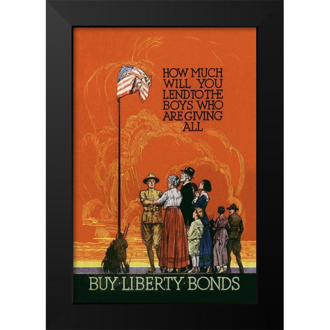 WWI: Buy Liberty Bonds Black Modern Wood Framed Art Print by Unknown