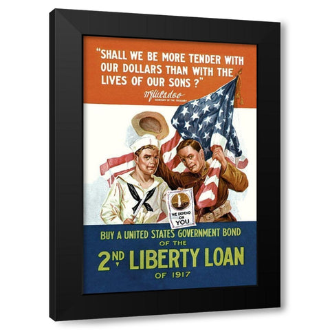 WWI: 2nd Liberty Loan Black Modern Wood Framed Art Print by Unknown