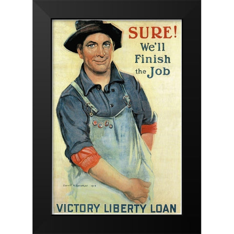 WWI: Sure! Well Finish Black Modern Wood Framed Art Print by Unknown