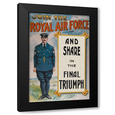 WWI: Join the Royal Air Force Black Modern Wood Framed Art Print with Double Matting by Unknown